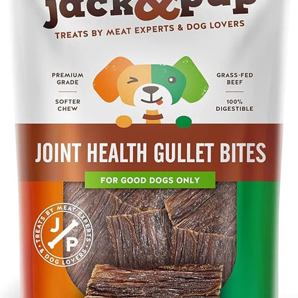Jack&Pup Beef Gullet Bites (1 LB) Gullet Jerky for Small, Medium Dogs, Single Ingredient Beef Esophagus Dog Treats for Puppies