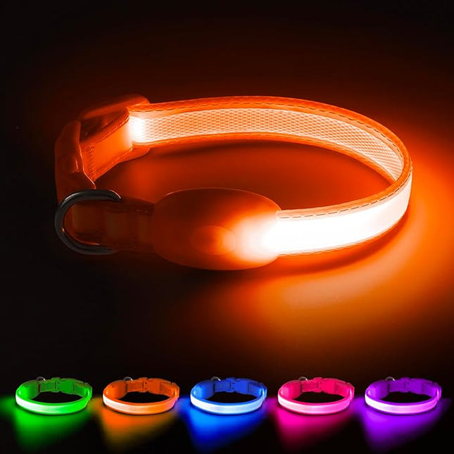 Light up Collar for Small Dog,Vizpet XS Adjustable Size Nylon Collar USB Rechargeable Bright Safety Pet Collar for Cats Small Dogs (Orange, X-Small[ 8.66-11.9 inch/22cm-30cm])