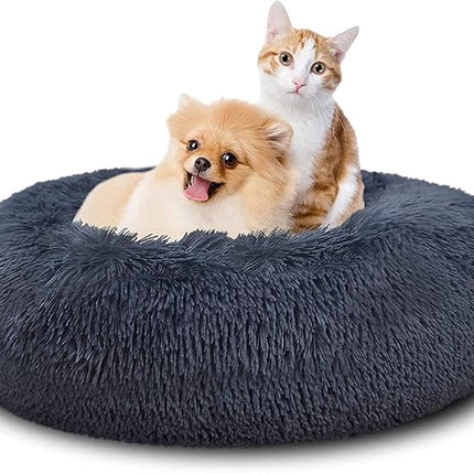 SAVFOX Calming Dog Bed, Anti Anxiety Dog Bed, Plush Donut Dog Bed for Small Dogs, Medium, Large & X-Large, Soft Fuzzy Comfy Dog Bed in Faux Fur, Cuddler Pet Bed, Washable, Multiple Sizes S-XL