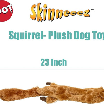 SPOT Skinneeez Squirrel 23-Inch Stuffing-Free Plush Dog Toy – Realistic Design with 2 Squeakers – Durable, Soft Polyester for Medium & Large Dogs – Tug, Fetch & Shake Play – for Moderate Chewers