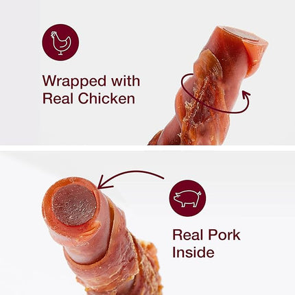 SmartBones Chicken Wrapped Stuffed Twists, Treat Your Dog to a Rawhide-Free Chew Made with Real Meat and Vegetables, 10 Count