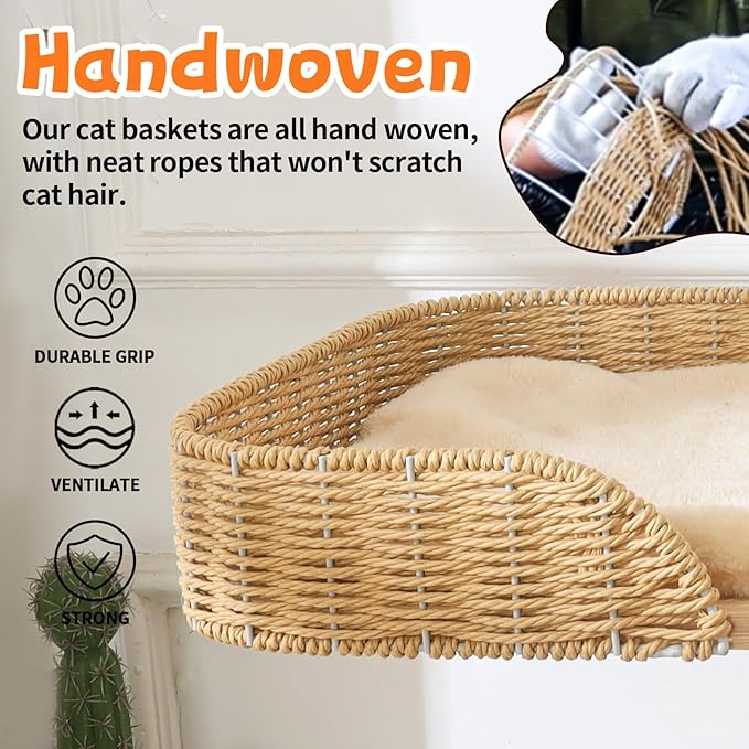 Floor to Ceiling Cat Tree with Scratching Posts, Adjustable Height(77-105 Inches), Corner Tall Cat Tower with Woven Condos & Ladder, Large Sturdy Cat Tower for Indoor Cats