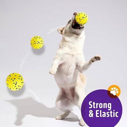 Dog Balls, 3Pcs Chew Toys Tennis Ball for Aggressive, Chewers Durable Teething Molar Tug Dog Toys, Interactive Fetch Balls Gift Set for Large Medium Dogs and Puppies, Durable Tug Toy, Yellow