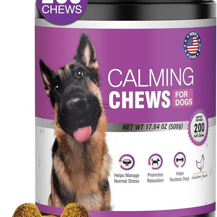 Calming Chews for Dogs 200pc Dog Calming Treat and Bites with Melatonin - Anxiety and Stress Relief Treats for Dogs Puppy Sleep Aid Calm Dog with Noise,Thunder,Barking,Separation,Chewing
