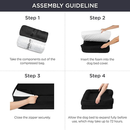 Bedsure Orthopedic Dog Beds for Small Dogs - Washable Small Dog Cat Bed Waterproof, Comfort Pet Couch Sofa with Washable Removable Cover, Pets Bed with Nonskid Bottom, Black, 24"