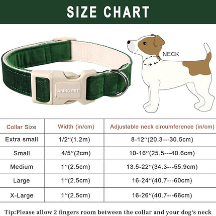 ARING PET Christmas Dog Collar-Cute Green Cotton Puppy Collar for Small Dogs, Adjustable Lightweight Pet Collars with Quick Release Buckle for Small Medium Large Dog