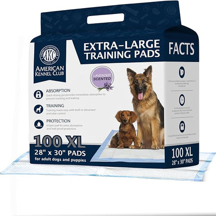 American Kennel Club Scented Puppy Training Pads with Ultra Absorbent Quick Dry Gel – 28 x 30 Pee Pads for Dogs - Lavender Scented - 100 Count