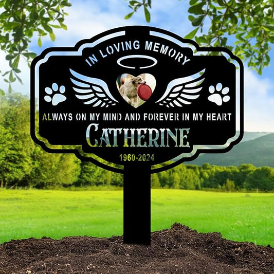 Personalized Metal Dog Grave Markers Stake, Pet Memorial Outdoor Garden Sign Plaque, Custom Pets Name Marker for Cemetery, Pet Loss Sympathy Gift
