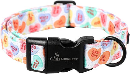 ARING PET Valentine's Day Dog Collar, Cute Candy Heart Pet Collars with Quick Release Buckle for Puppy Small Medium Large Boy Girl Dogs-S
