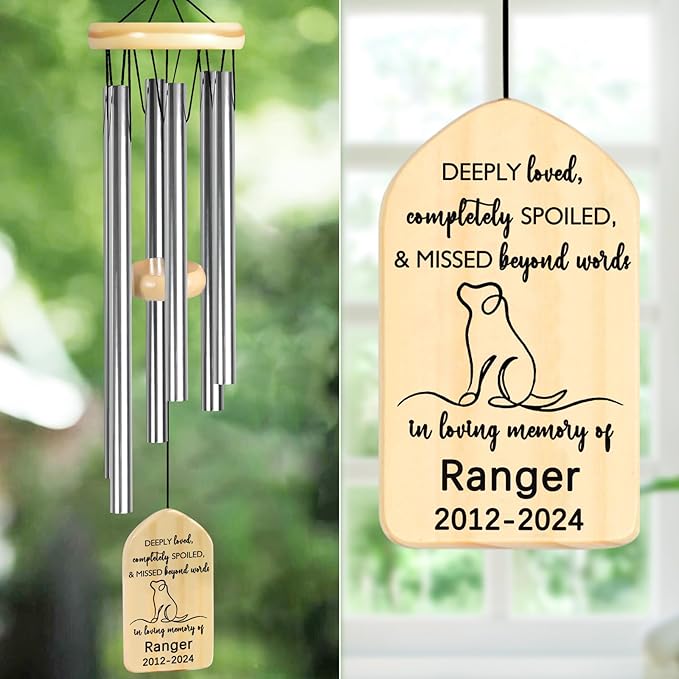 Dog Memorial Gifts for Loss of Dog, PEMIRSAYO Pet Memorial Wind Chime, Pet Memorial Gifts for Dogs, Loss of Dog Sympathy Gift, Dog Remembrance Gift, Pet Loss Gifts