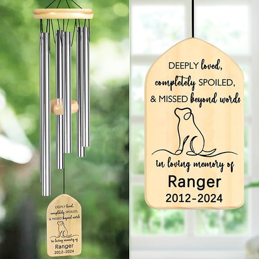 Dog Memorial Gifts for Loss of Dog, PEMIRSAYO Pet Memorial Wind Chime, Pet Memorial Gifts for Dogs, Loss of Dog Sympathy Gift, Dog Remembrance Gift, Pet Loss Gifts