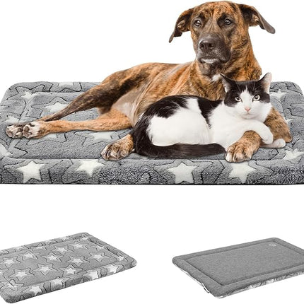 EMPSIGN Dog Crate Pad - Reversible Kennel Mat (Cool & Warm), Machine Washable, Cozy Star Pattern Sleeping Pad for Small Medium Large Dogs, All-Season Pet Bed, Suitable for 54"x37" Dog Crate, Grey