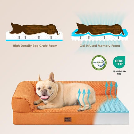 EHEYCIGA Memory Foam Dog Bed Medium Sized Dogs, Waterproof Dog Bed Orthopedic with Washable Removable Cover, Non-Slip Pet Bed Couch for Crate, 30x20x6 Inches, Pumpkin