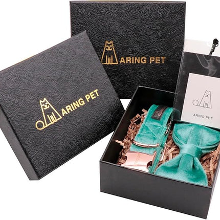 ARING PET Bowtie Dog Collar-Velvet Dog Collars with Removable Bowtie, Cute & Comfortable Dog Collar.