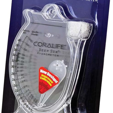 Coralife Aquarium Fish Tank Deep Six Hydrometer For Measuring Water Salinity PPT and Specific Gravity