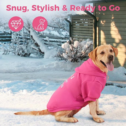 BINGPET Little Miss Attitude Dog Sweater with Hood and Leash Hole,Warm Fleece Dog Hoodie & Winter Coat for Small to Large Dogs,Cold Weather Pet Clothes(X-Large)