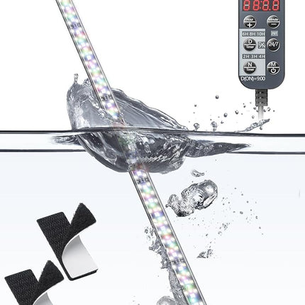 Pawfly 12W Aquarium LED Light 24 Inch 24/7 Fish Tank Light with Full Spectrum White Blue Red Green Lights Multi-Colored LEDs with D/N Mode Single Color Effects Timer and Adjustable Brightness