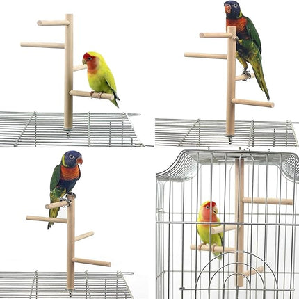 Bird Perch Stand Toy Natural Wood Parrot Perch Parakeet Cage Top Wooden Branches for Standing Toys for Small Medium Parrots Conure Budgie Lovebirds