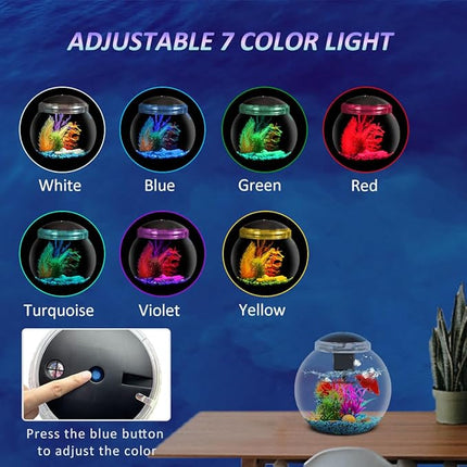 3-Gallon Aquarium Starter Kit, Ideal for Betta Fish and Other Tropical Fish, Includes Power Filter, LED Light, Hood, and Illustrated User Set Up Guide, Impact-Resistant Plastic