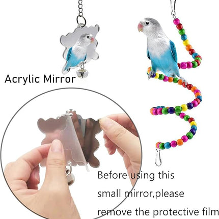 Bird Parakeet Cockatiel Toys, ESRISE Parrots Cage Hammock Swing Climbing Ladders Wooden Perch Chewing Toy for Budgerigar, Conures, Love Birds, Budgies