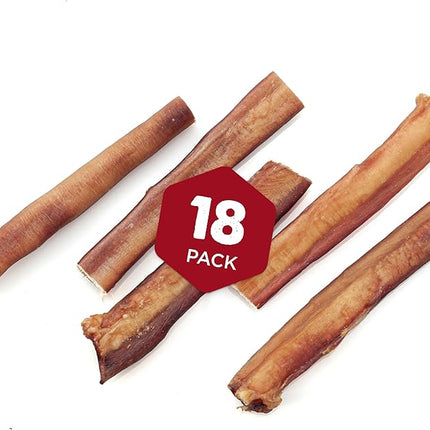 Best Bully Sticks Thick 6 Inch Bully Sticks - 18 Count (Pack of 1) - Natural, Grass-Fed, Single Ingredient, Grain and Rawhide Free, Ideal for Big Breeds