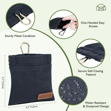 ETIAL Dog Treat Pouch,Portable Puppy Dog Training Treat Bag,Hand Free Dog Walking Bag,Auto Closing Pet Feed Snack Reward Pocket,Dog Food Dispenser for Pet Puppy Travel or Outdoor Use (Navy)