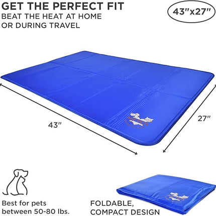Arf Pets Dog Cooling Mat 27” x 43” Pad for Kennels, Crates and Beds, Non-Toxic, Durable Solid Self Cooling Gel Material. No Refrigeration or Electricity Needed
