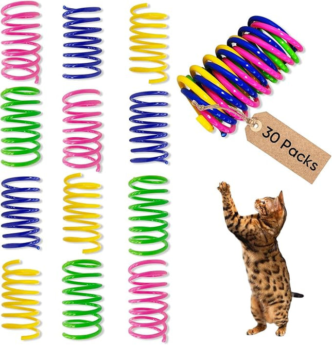 AGYM Cat Spring Toys, 12 Pack Cat Spiral Springs for Indoor Cats, Colorful & Durable Plastic Spring Coils Attract to Swat, Bite, Hunt, Interactive Toys for Kittens