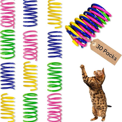 AGYM Cat Spring Toys, 30 Pack Cat Spiral Springs for Indoor Cats, Colorful & Durable Plastic Spring Coils Attract to Swat, Bite, Hunt, Interactive Toys for Kittens