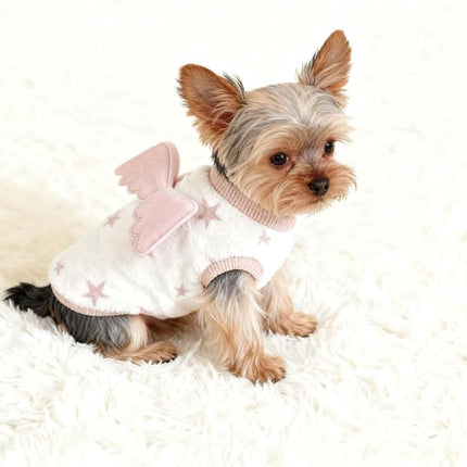 FLAdorepet 3 Packs Teacup Dog Cat XXS Clothes for Chihuahua Yorkie,Winter Warm Fleece Puppy Pet Clothes Sweater Shirt Vest for Mini Newborn Extra Small Dogs (Angel, XXXS(Pet Under 1LBS))