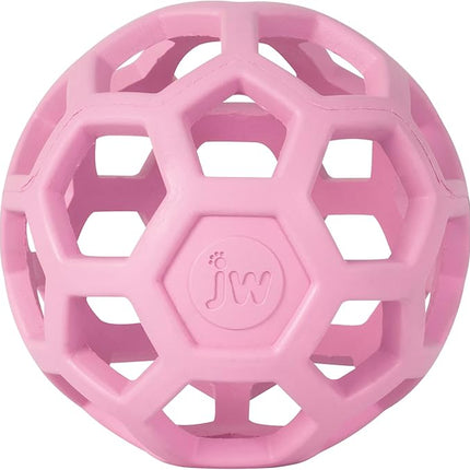JW Pet HOL-ee Roller™, Dog Toy Puzzle Ball, Natural Rubber, Medium (4.5” Inch Diameter), Pink