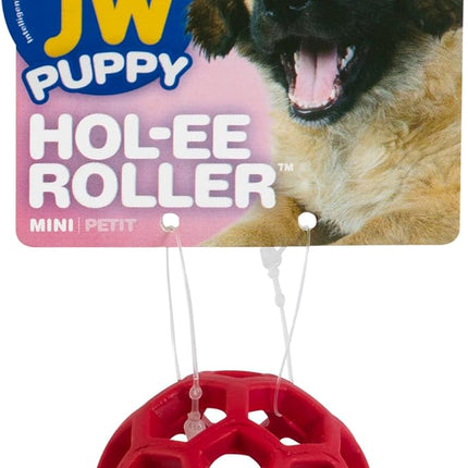 JW Pet Hol-ee Roller Dog Toy Puzzle Ball, Natural Rubber, Mini (1.75 Inch Diameter), Colors May Vary