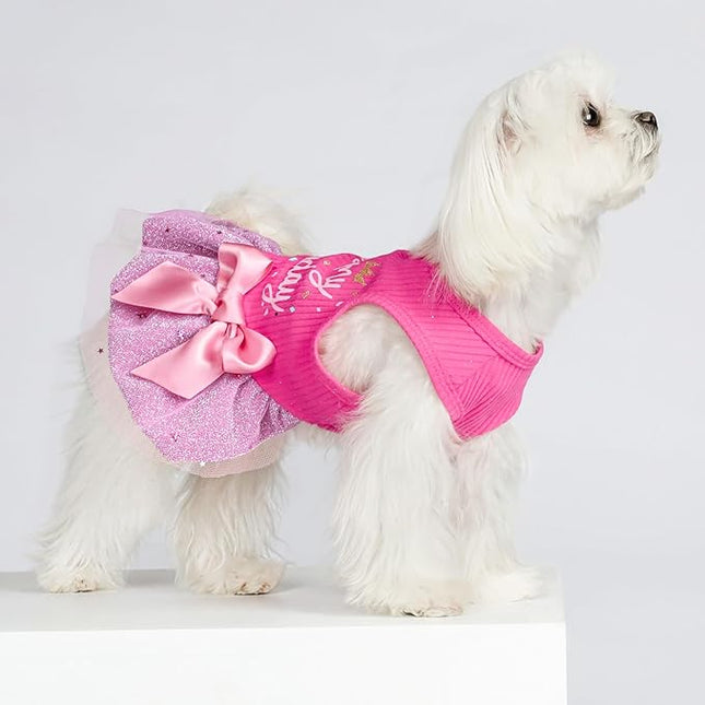 Fitwarm It's My Birthday Dog Dress, Dog Birthday Dress with Bowknot, Dog Clothes for Small Dog Girl, Funny Dog Clothes, Female Pet Outfit, Pink, Medium