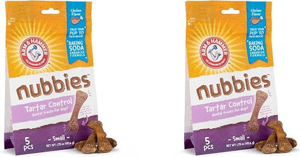 Arm & Hammer for Pets Nubbies Dental Treats for Dogs | Dental Chews Fight Bad Breath, Plaque & Tartar Without Brushing | Chicken Flavor, Size Small, 5 Count (Pack of 2)