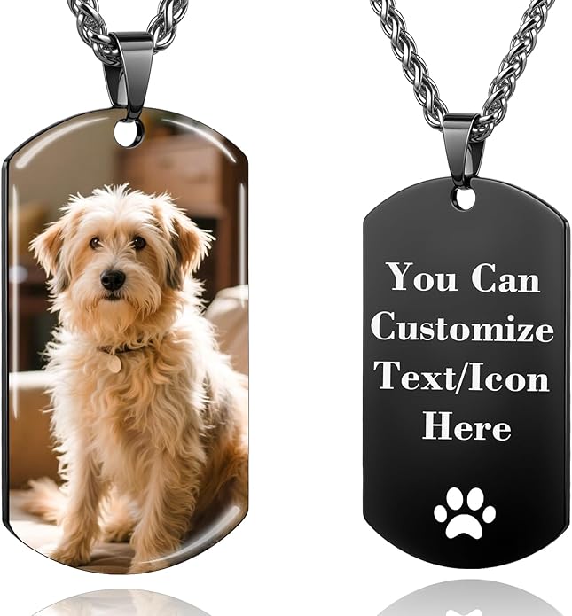 Custom Pet Necklace, Personalized Dogs Necklaces for Women, Dogs Remembrance Jewelry, Picture Necklace Personalized Photo, Customized Dog Memorial Gifts for Loss of Dog