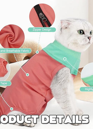 Cat Recovery Suit Female, Breathable Onesie After Surgery Female for Abdominal Wounds or Skin Diseases, Anti-Licking Full Body Cat Surgery Recovery Suit, E-Collar Alternative Wear