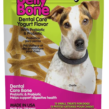 Fido - Belly Bones for Dogs, 13 Yogurt Flavor Small Dog Dental Treats (Made in USA) - 13 Count Dog Treats for Small Dogs - Plaque and Tartar Control for Fresh Breath, Digestive Health Support