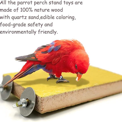 6 Pcs Bird Perch Stand Toy, Wood Parrot Stand Platform Colorful Sand Paw Grinding Stick Cage Accessories Exercise Toys for Cockatiel Conure Budgies Parakeet Lovebird Hamster Gerbil Rat Mouse (6 Pcs)