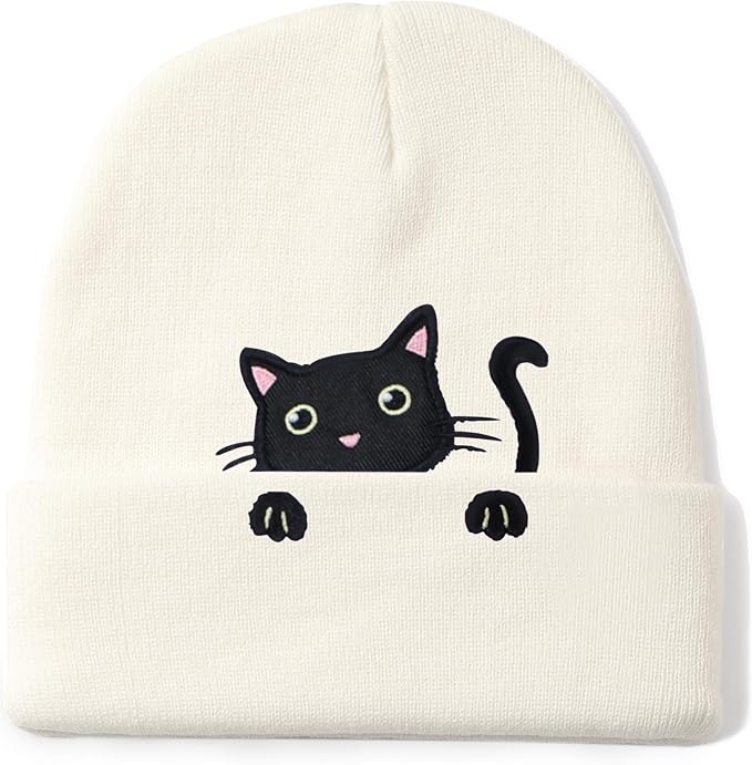 Women’s Cat Beanie Cute Cat Lover Gifts Animal Knitted Hats Christmas Stocking Stuffers for Women Girls