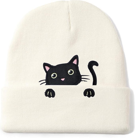 Women’s Cat Beanie Cute Cat Lover Gifts Animal Knitted Hats Christmas Stocking Stuffers for Women Girls