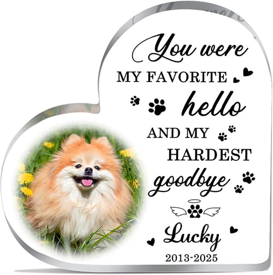 Pet Memorial Gifts for Dogs, Custom Dog Memorial Plaque, Pet Loss Sympathy Gift, Cat Memorial Gifts for Loss of Cat, Personalized Dogs Heart Shaped Acrylic Plaque Keepsake, Dog Passing Away Gifts
