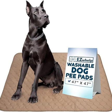 EZwhelp Washable Pee Pads for Dogs - Waterproof Training Pads for Dogs, Reusable & Sanitary, Rounded Corners, Laminated, Lightweight, Durable, Pet Essentials for Training and Whelping, 47" x 47"