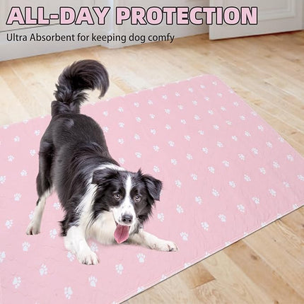 PUPTECK Washable Pee Pads for Dogs - Waterproof Reusable Puppy Potty Training Pads Whelping Mat - Fast Absorption Non-Slip Pet Food Feeding Mat (Pink, 48x60 Inch (Pack of 2))