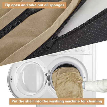 Comfort Expression Orthopedic Dog Bed for Medium Dogs 28x19 Inch, Waterproof Egg Crate Foam Medium Pet Bed with Removable Bolsters, Dog Couch with Washable Cover & Non-Slip Bottom, Light Brown