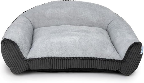 Cat Couch for Puppy, Kitten, and Small Pets - Soft Faux Rabbit Fur Pet Sofa with Washable Removable Cover, Non-Slip Fuzzy Plush Cushion, 36"x27"x11"