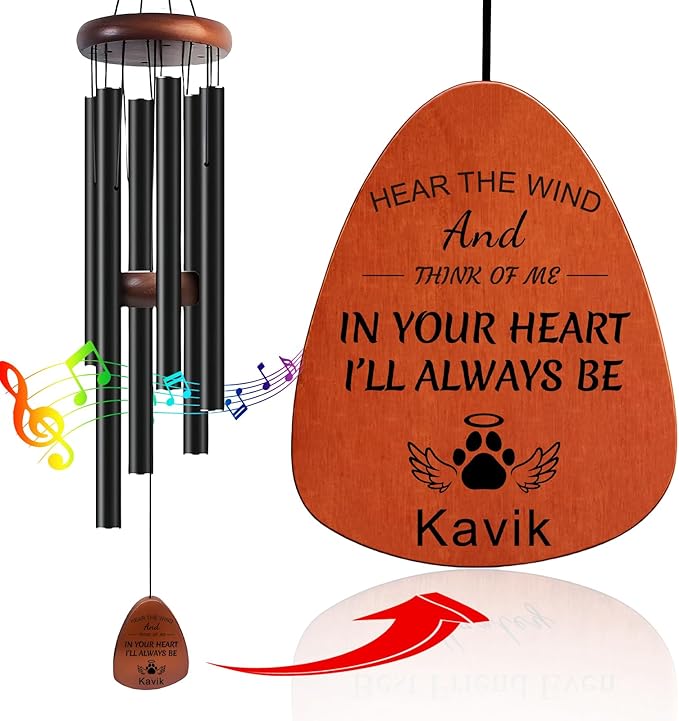 Funnylife Personalized Pet Memorial Wind Chime, Dog Memorial Gifts Pet Loss Sympathy Gifts Thoughtful Dogs and Cats Remembrance Outdoor Bereavement Memory Wind Chime 26"