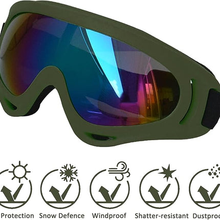 Large Dog Sunglasses with Adjustable Strap UV Protection, Suitable for Medium-Large Dogs, Soft Goggles (Army Green Frame)