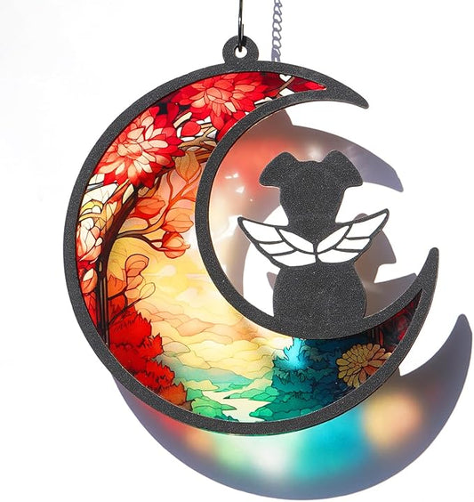 Dog Memorial Suncatcher, Dog Memorial Gifts for Loss of Dogs, Custom with Name Date Pet Sympathy Gifts for Grief Puppy Lovers, Personalized Pet Remembrance Ornaments for Window Hanging