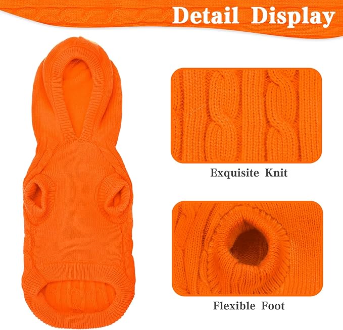 PUPTECK Winter Dog Cat Sweater Coat - Soft Cold Weather Clothes Knitwear for Kitties & Small Dogs Indoor Outdoor Walking Warm, Knitted Classic for Doggies Kitties Girls Boys, Orange S