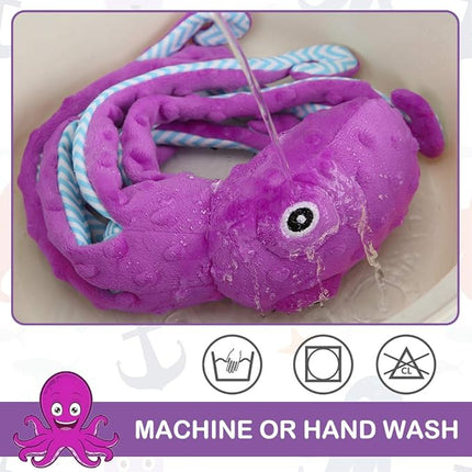 EXPAWLORER Octopus Dog Toy - Best Dog Squeaky Toys Puppy Birthday Gift Soft Stuffed Chew Toy, Crinkle Paper and Built-in Squeaker Durable Interactive Plush Toy for Small Medium Large Dogs, Purple